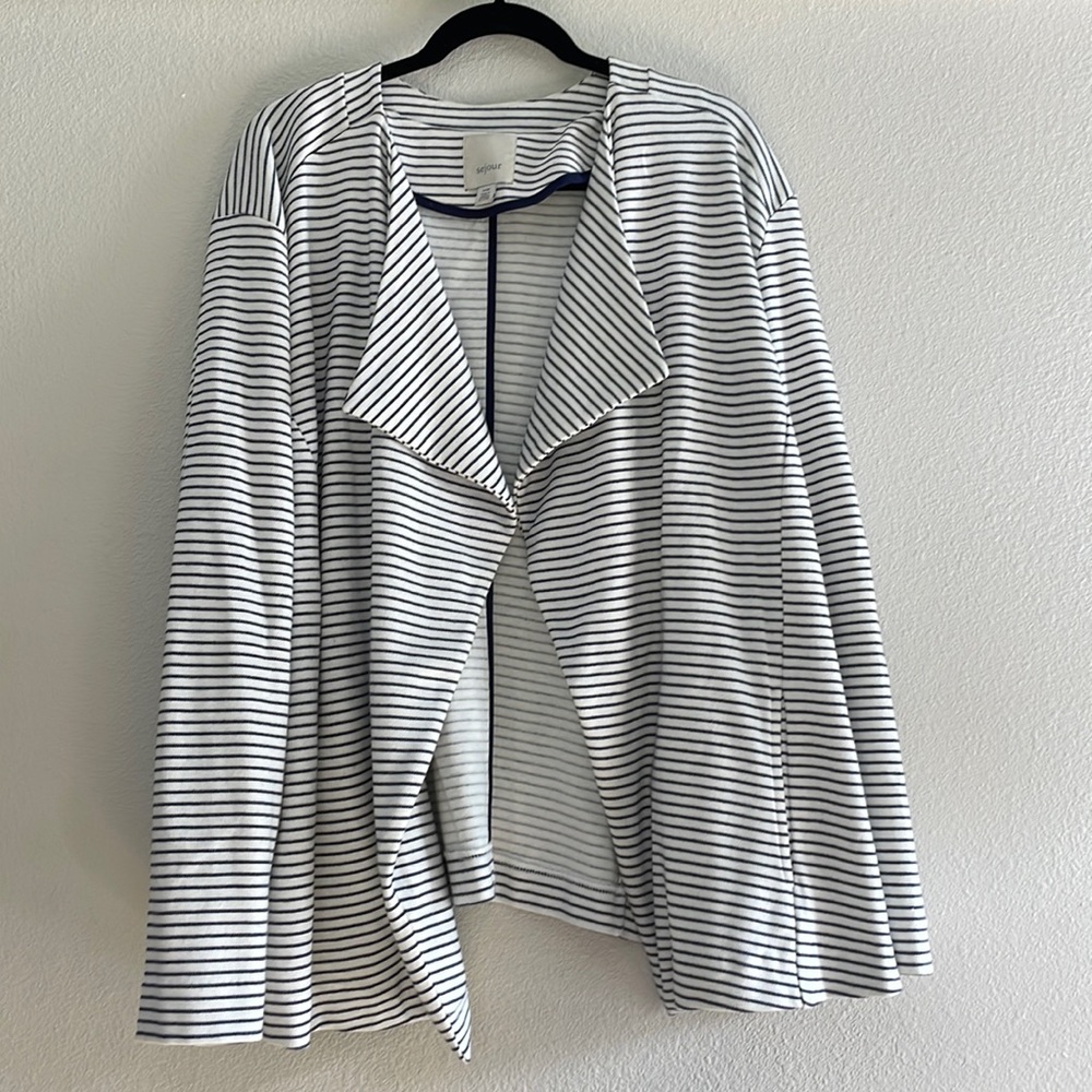Nordstrom Sejour Krista Navy Striped Draped jacket